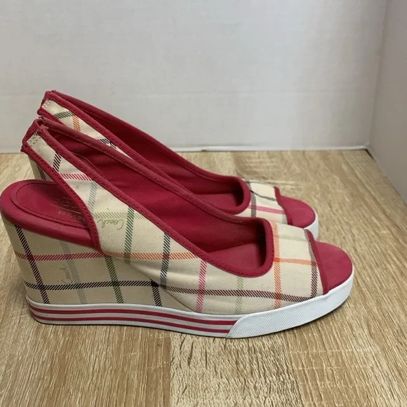 Coach Wedge Slingback Sandal 3.5" Heels, Vintage Plaid, 7.5 - Picture 2 of 8